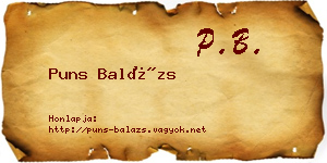 Puns Balázs névjegykártya